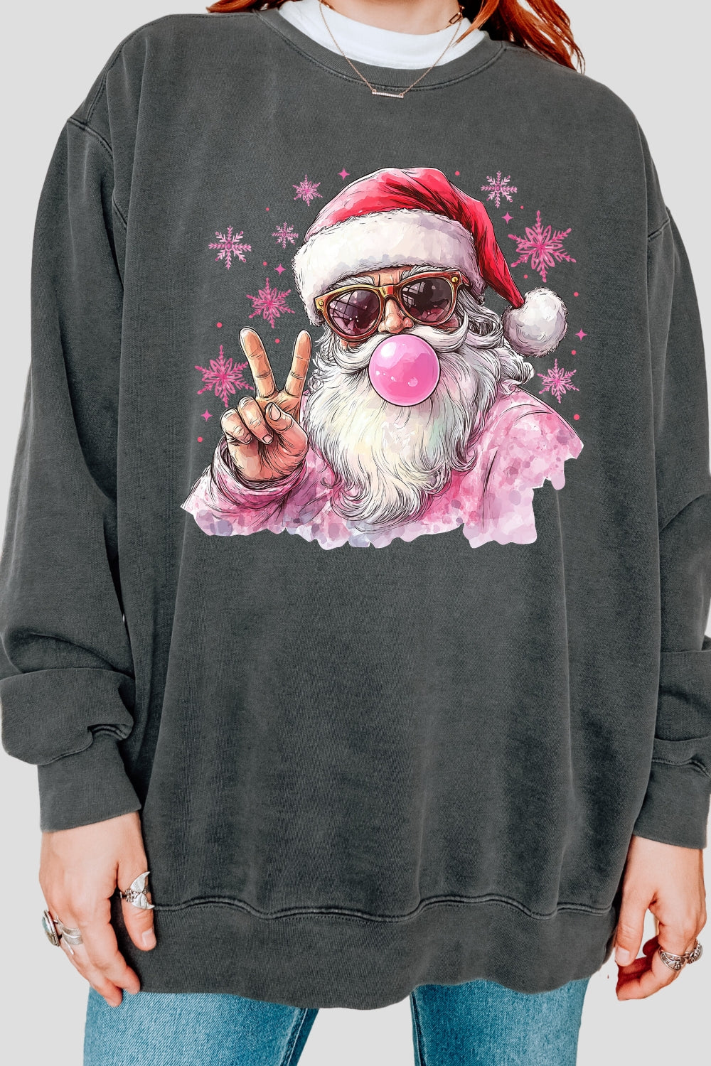 Santa blowing bubble snowflake sweatshirt
