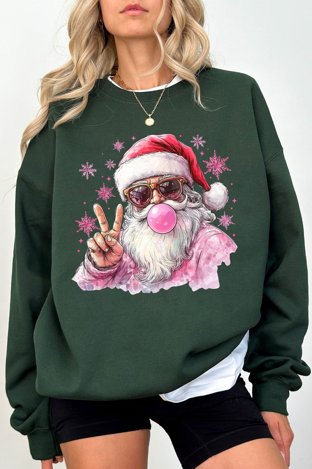 Santa blowing bubble snowflake sweatshirt