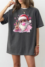 Santa blowing bubble snowflake tee