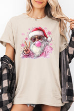 Santa blowing bubble snowflake tee