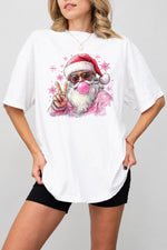 Santa blowing bubble snowflake tee