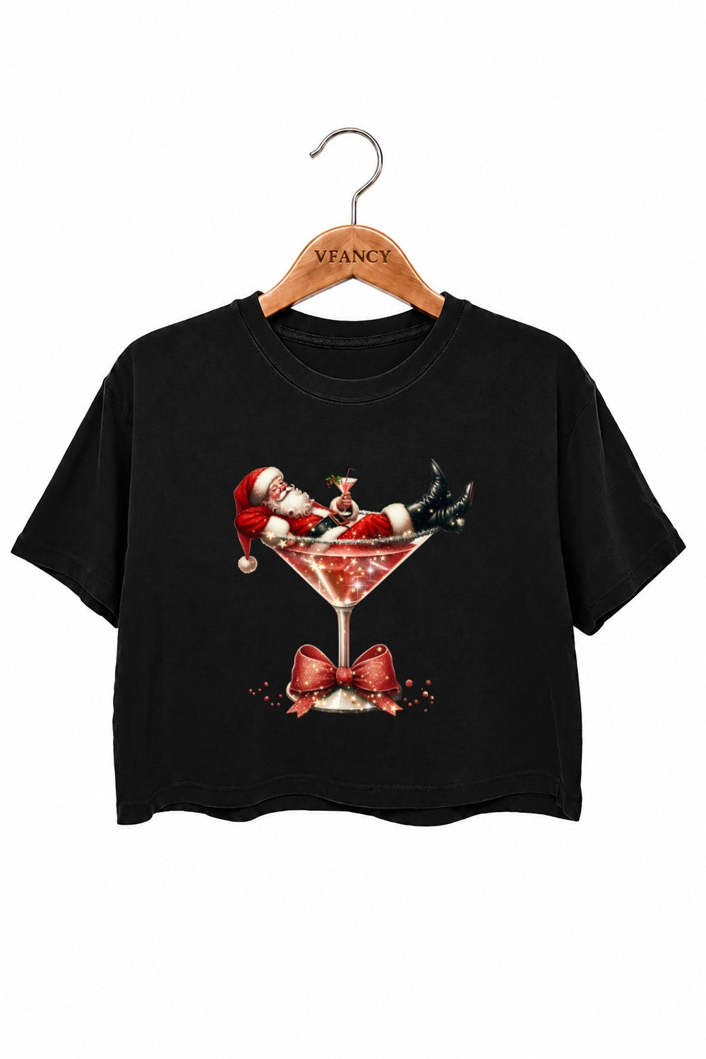 Santa cocktail christmas crop top