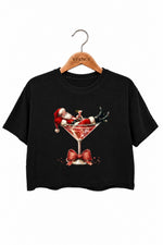 Santa cocktail christmas crop top
