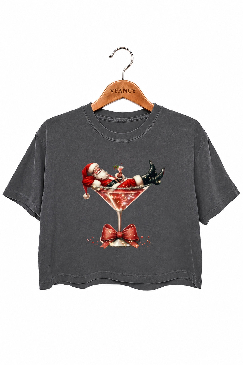 Santa cocktail christmas crop top