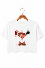 Santa cocktail christmas crop top
