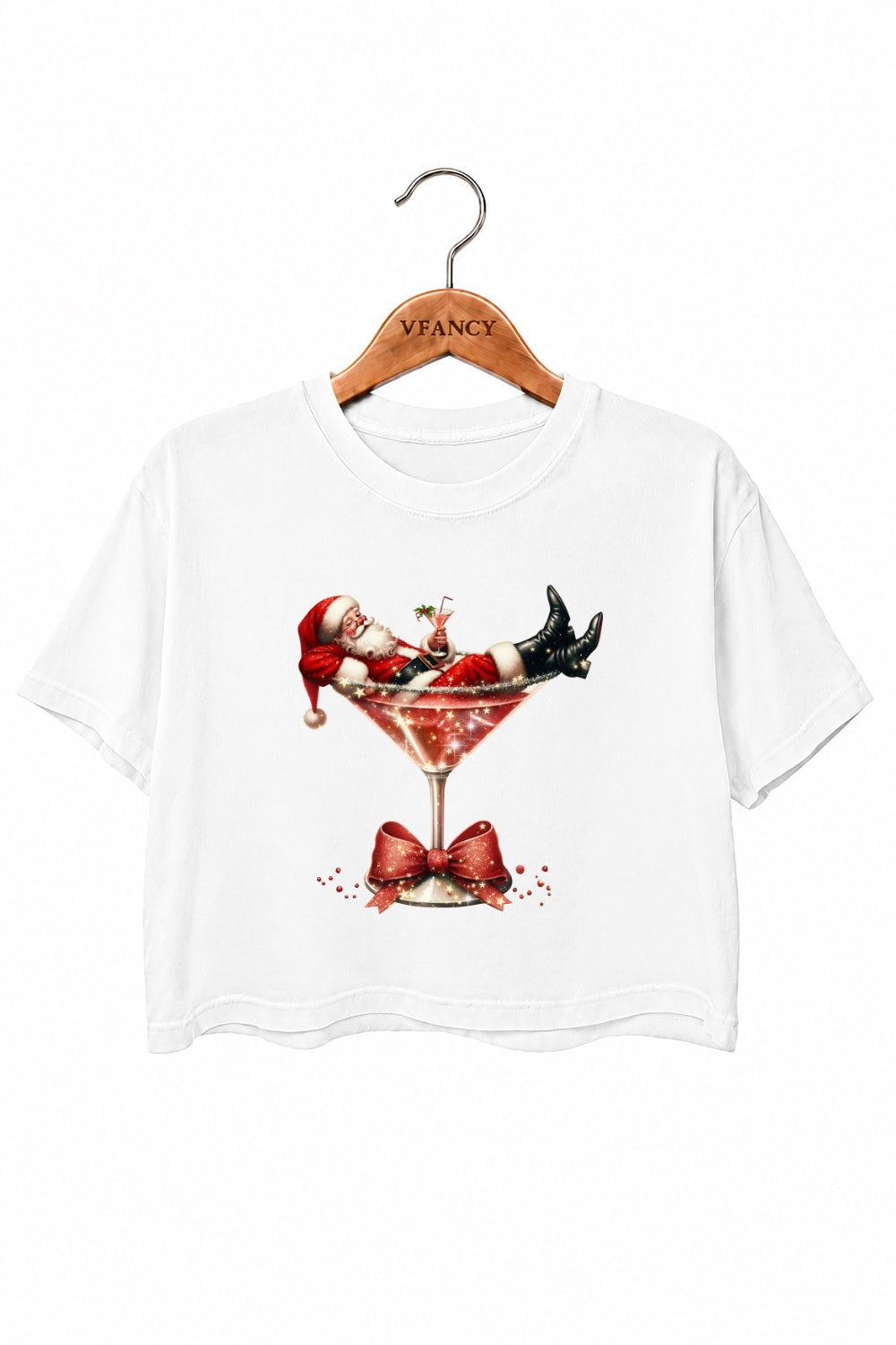 Santa cocktail christmas crop top