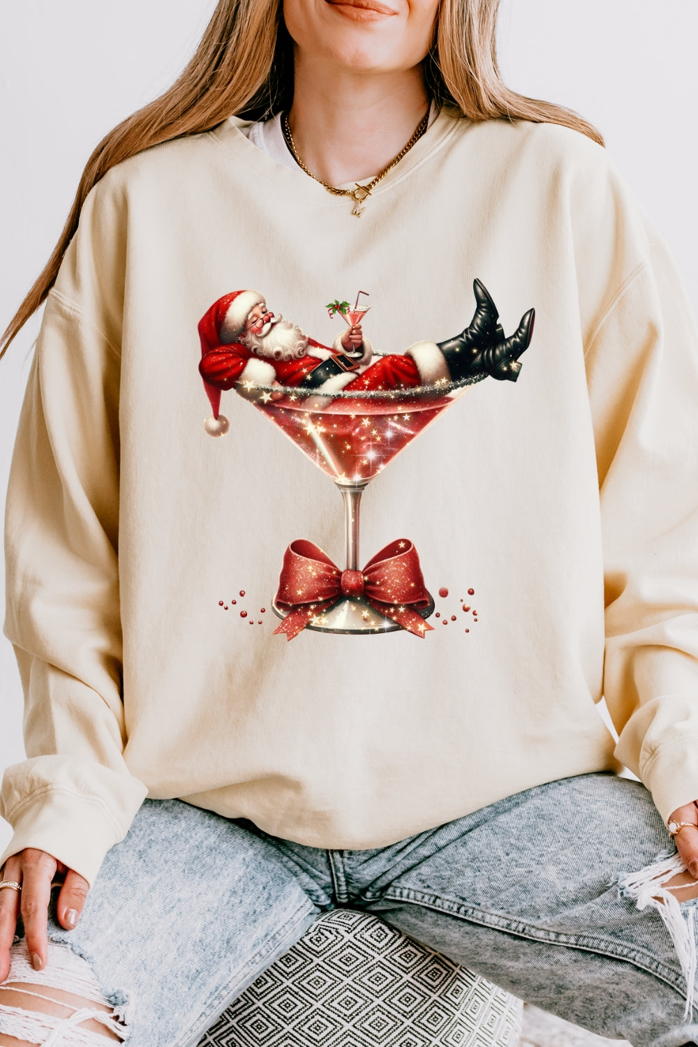 Santa cocktail christmas sweatshirt