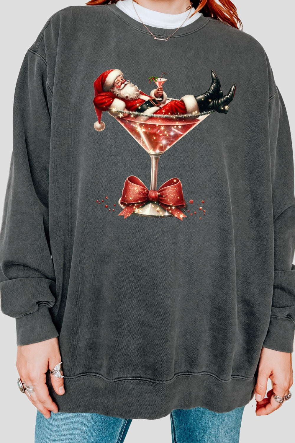 Santa cocktail christmas sweatshirt