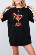 Santa cocktail christmas tee