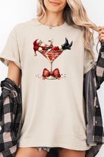 Santa cocktail christmas tee