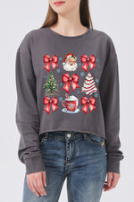 Santa cute bows christmas crop sweatshirt