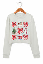 Santa cute bows christmas crop sweatshirt