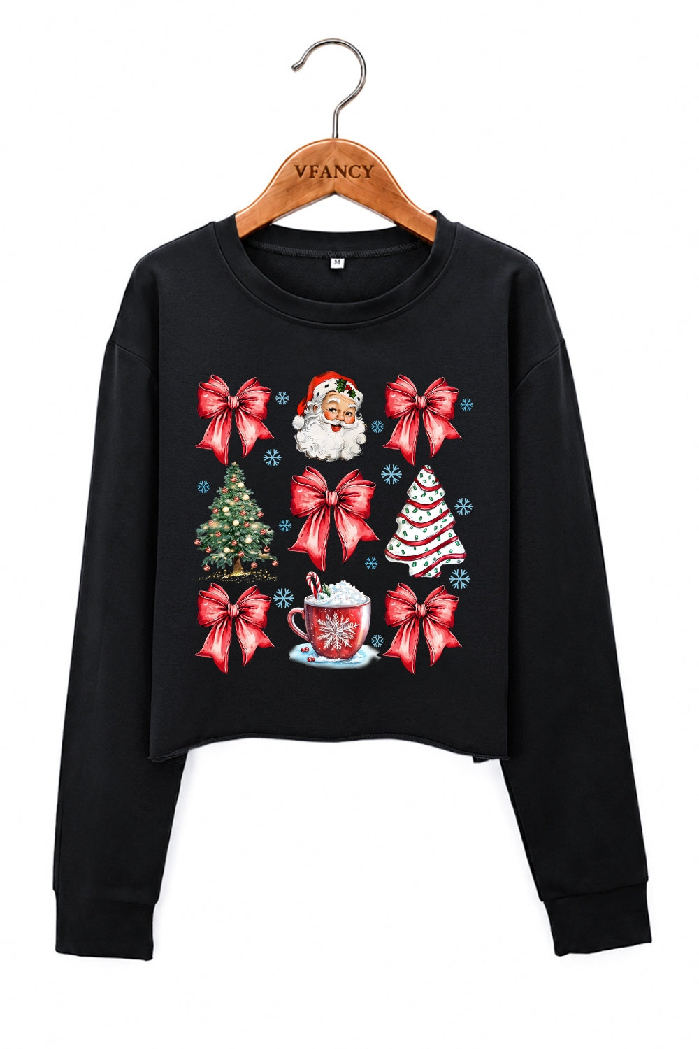 Santa cute bows christmas crop sweatshirt