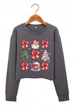 Santa cute bows christmas crop sweatshirt
