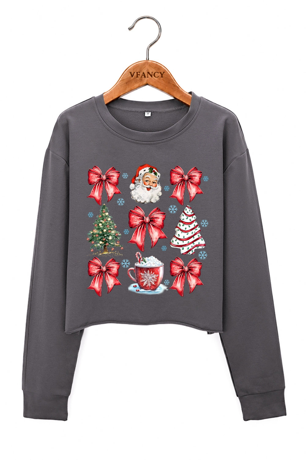 Santa cute bows christmas crop sweatshirt