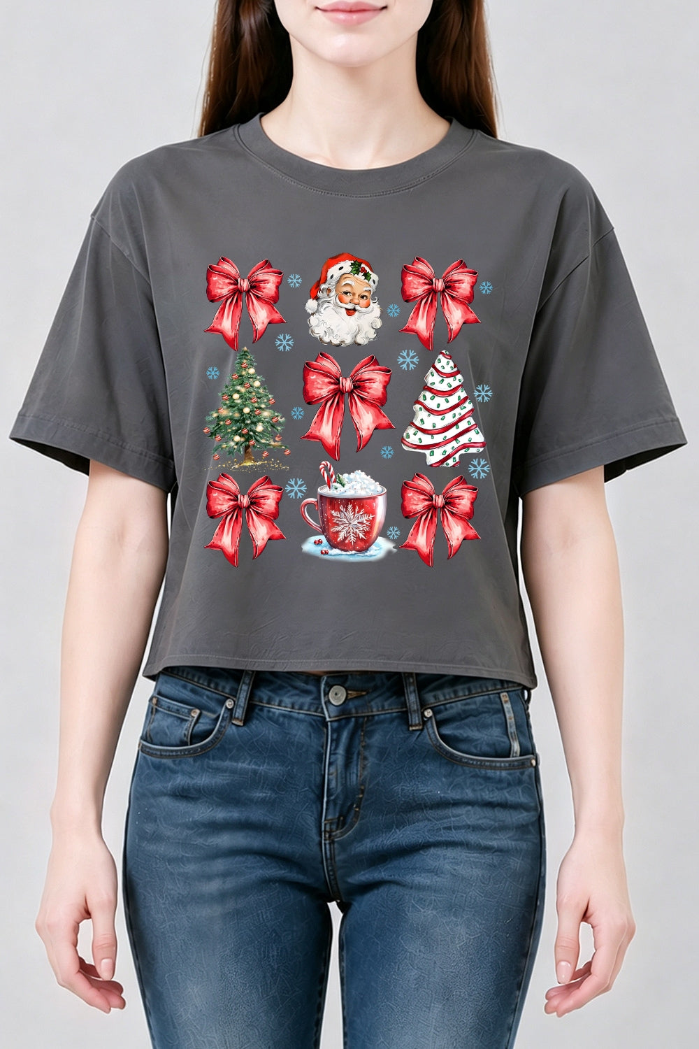 Santa cute bows christmas crop top