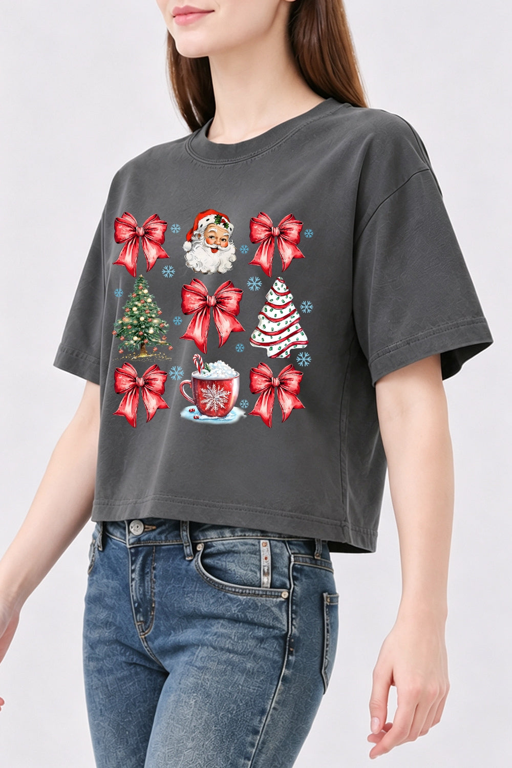Santa cute bows christmas crop top