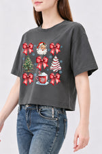 Santa cute bows christmas crop top
