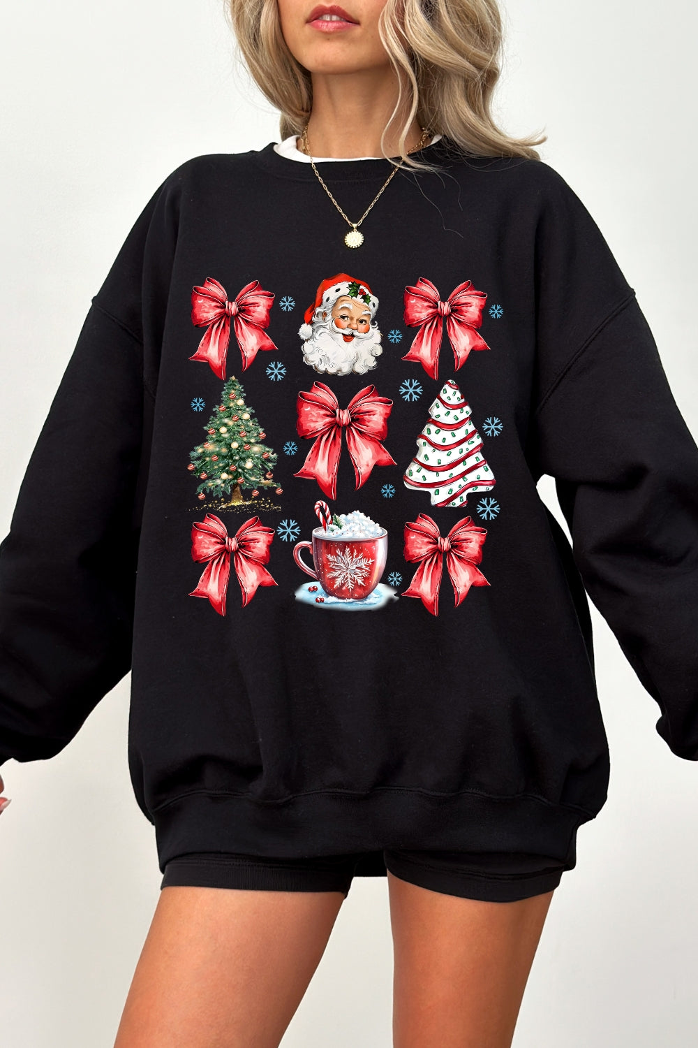 Santa cute bows christmas sweatshirt