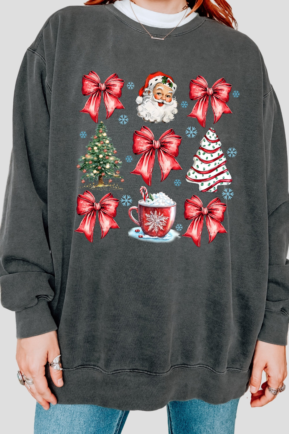 Santa cute bows christmas sweatshirt