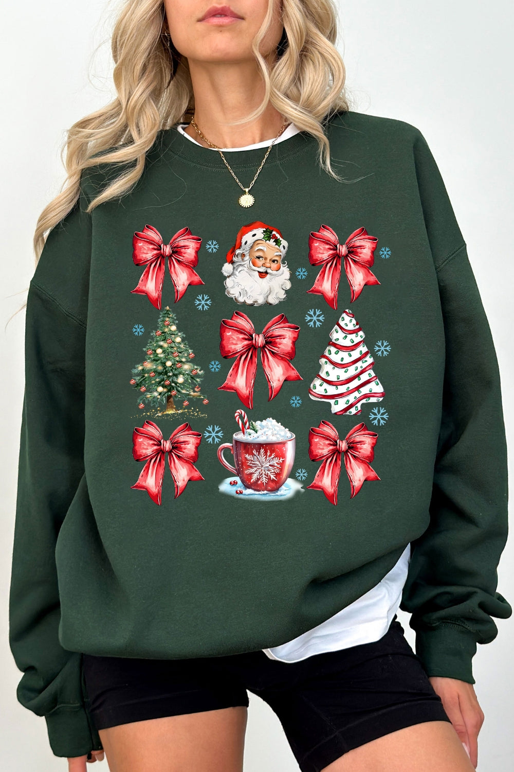 Santa cute bows christmas sweatshirt