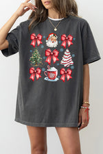 Santa cute bows christmas tee
