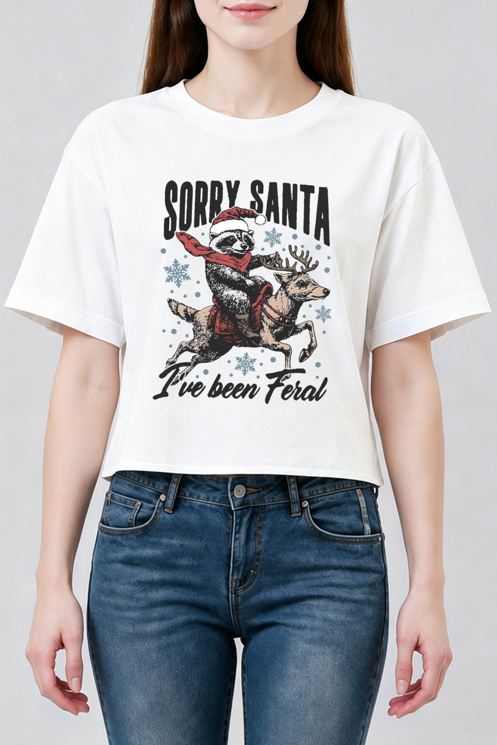 Santa feral raccoon christmas crop top