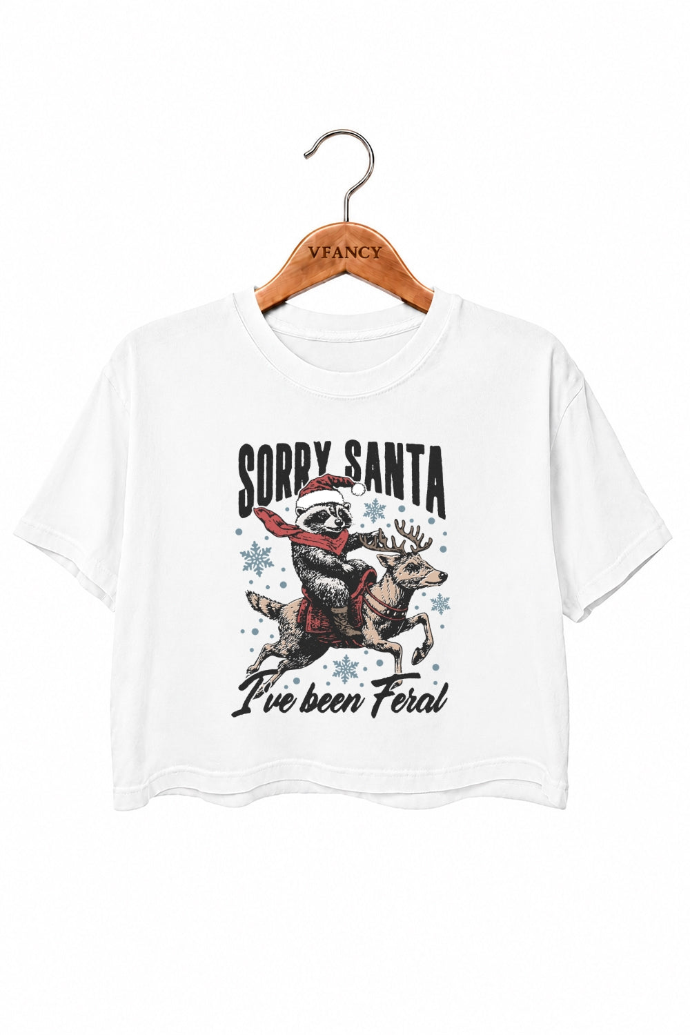 Santa feral raccoon christmas crop top