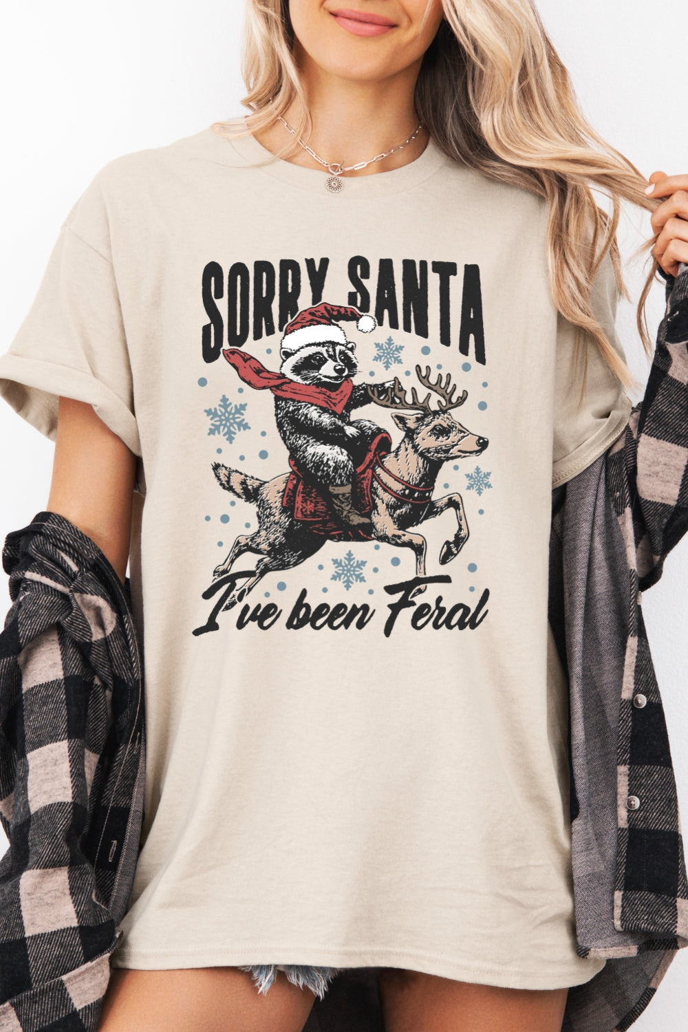 Santa feral raccoon christmas tee