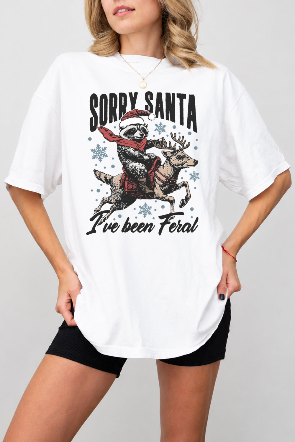 Santa feral raccoon christmas tee
