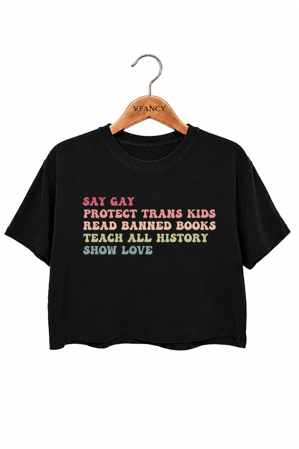 Say gay rainbow saying crop top