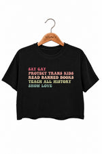 Say gay rainbow saying crop top