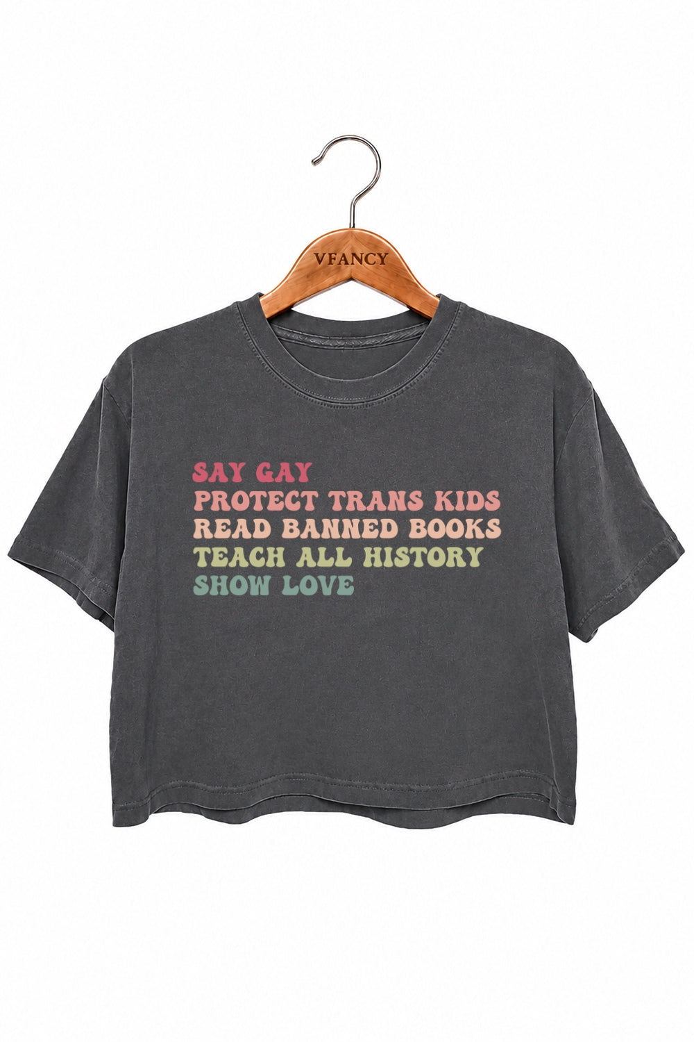 Say gay rainbow saying crop top