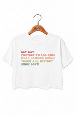 Say gay rainbow saying crop top