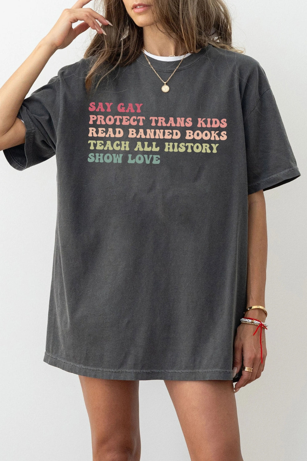 Say gay rainbow saying tee