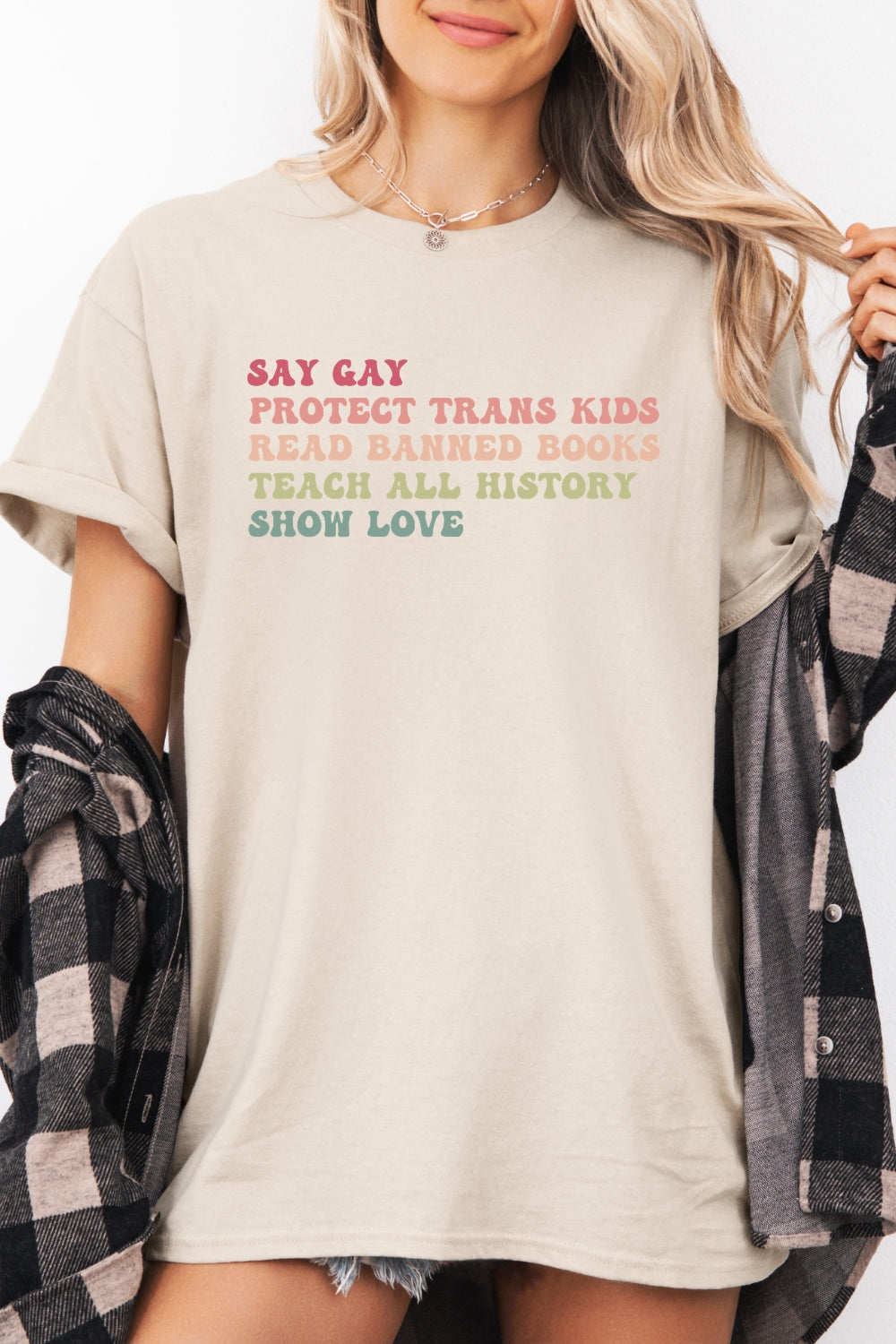 Say gay rainbow saying tee