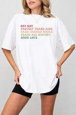 Say gay rainbow saying tee