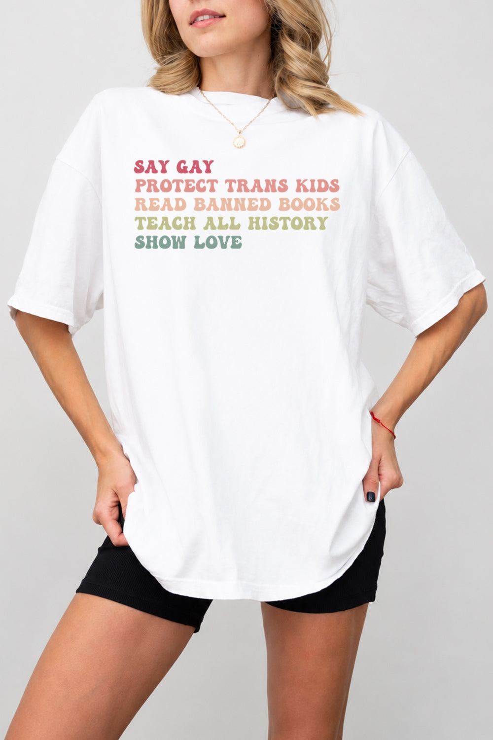 Say gay rainbow saying tee