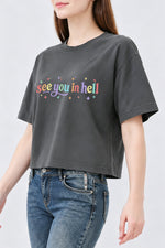 See you in hell rainbow crop top