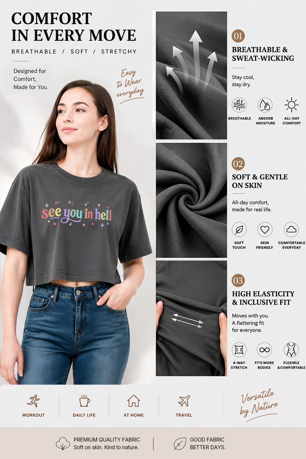 See you in hell rainbow crop top