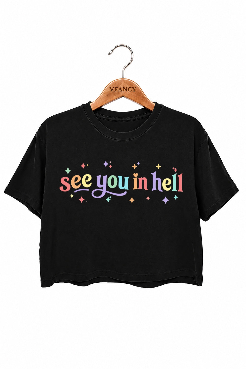 See you in hell rainbow crop top