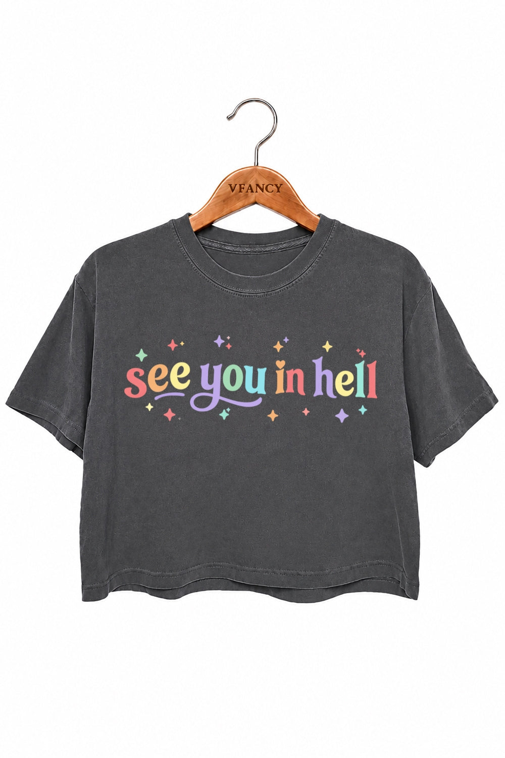 See you in hell rainbow crop top