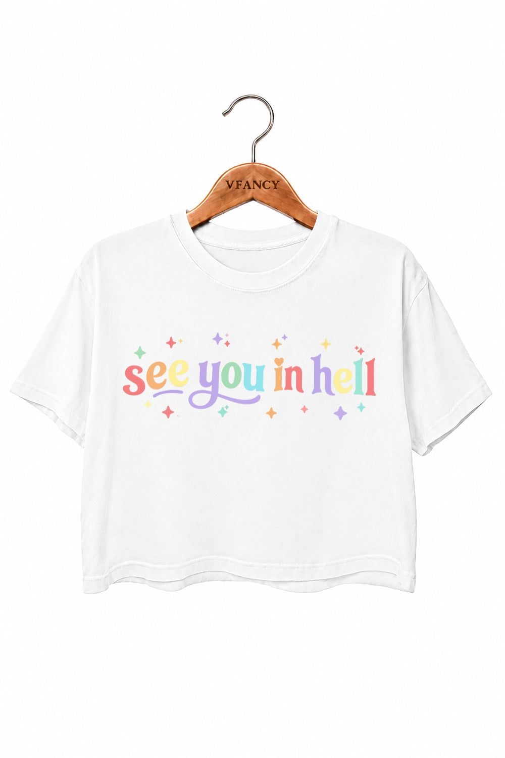 See you in hell rainbow crop top