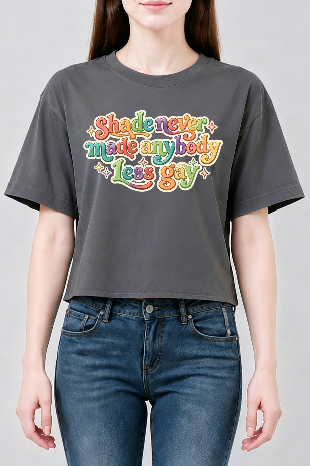 Shade never made anybody less gay crop top