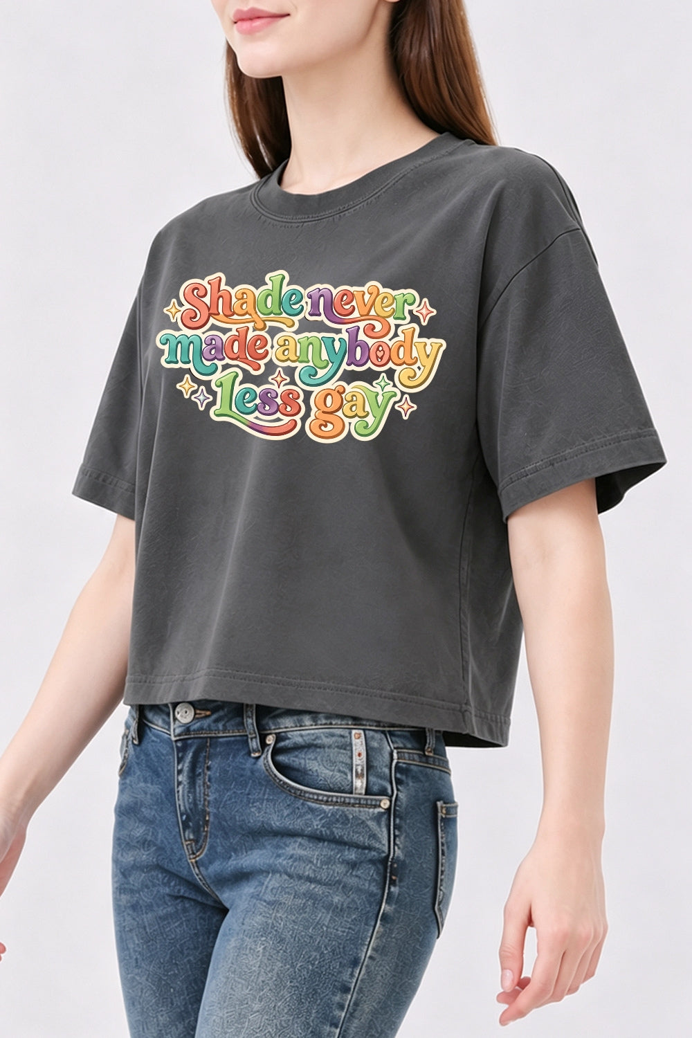 Shade never made anybody less gay crop top