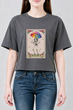 Shade never made anybody less gay skull crop top