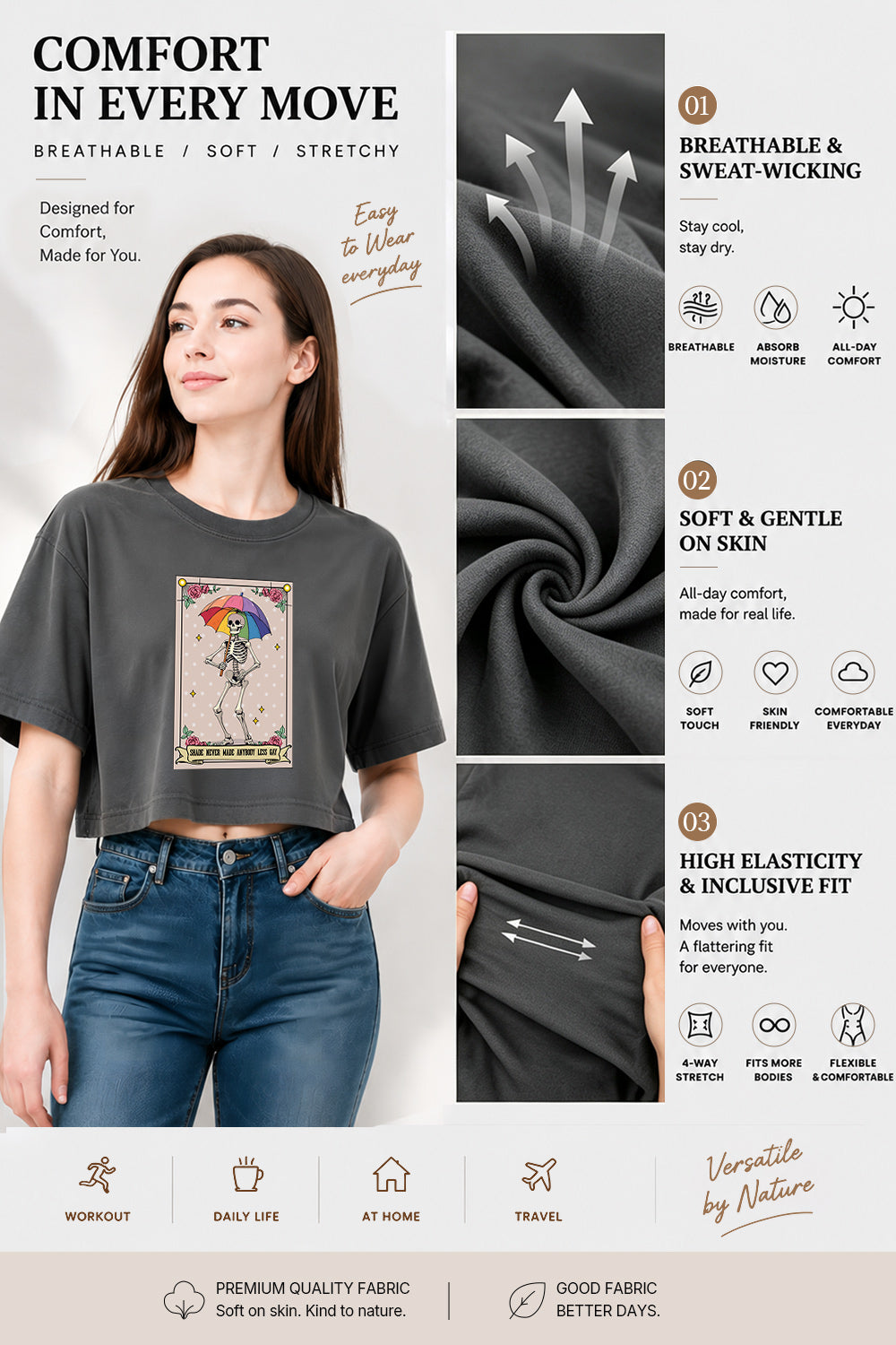 Shade never made anybody less gay skull crop top