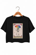 Shade never made anybody less gay skull crop top