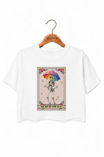 Shade never made anybody less gay skull crop top