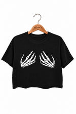 Skeleton hand funny crop top